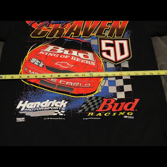 Vintage 90s Nascar T-Shirt Size Large Ricky Craven Budweiser Bud Racing 1998 - Picture 7 of 8